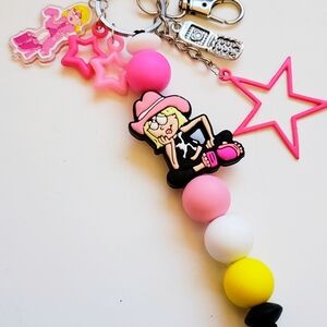 Handmade Lizzie Mcguire Silicone Focal Bead Keychain